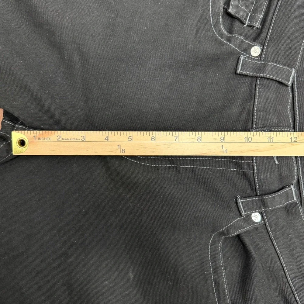True Religion Ricky Relaxed Straight Jeans Mens 36‎ Black Contrast Stitch Flap